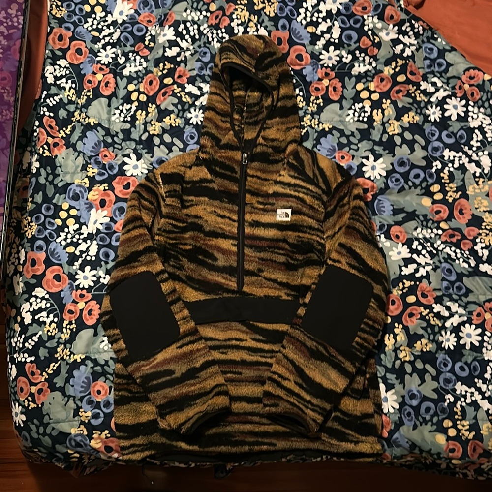 North Face Campshire Fleece Hooded Jacket Mens XXL Tiger Print